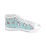 Cute penguin christmas  design pattern Men's High Top Canvas Shoes White