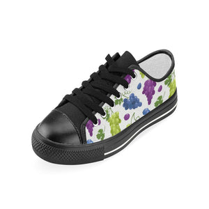 Grape pattern Kids' Boys' Girls' Low Top Canvas Shoes Black
