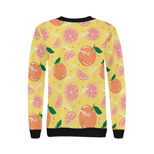 Grapefruit yellow background Women's Crew Neck Sweatshirt