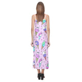 Cute ice cream cone animal pattern V-Neck Open Fork Long Dress