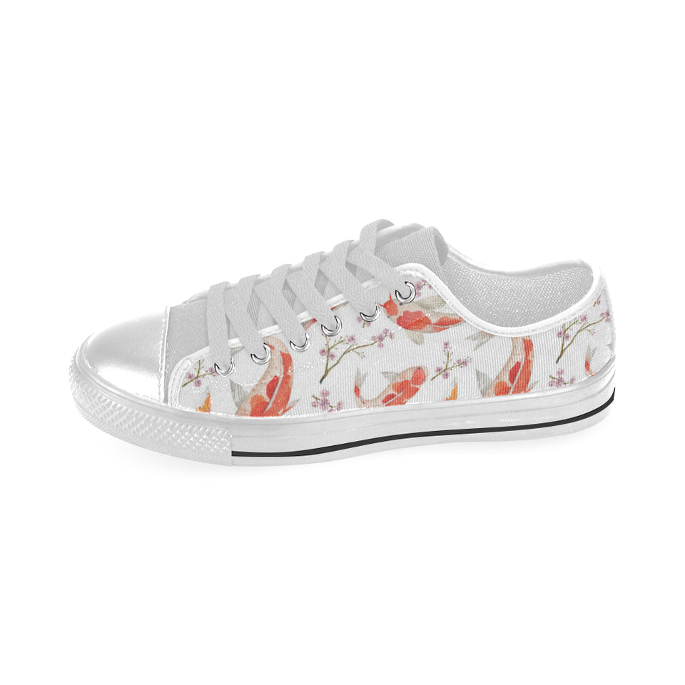 Watercolor Koi Fish Carp Fish pattern Men's Low Top Shoes White