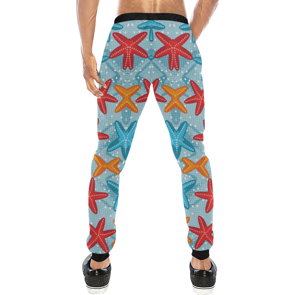 Blue red orange starfish pattern Unisex Casual Sweatpants