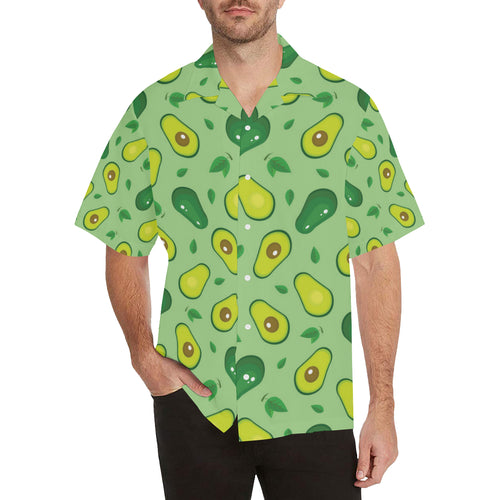 Avocado pattern green background Men's All Over Print Hawaiian Shirt