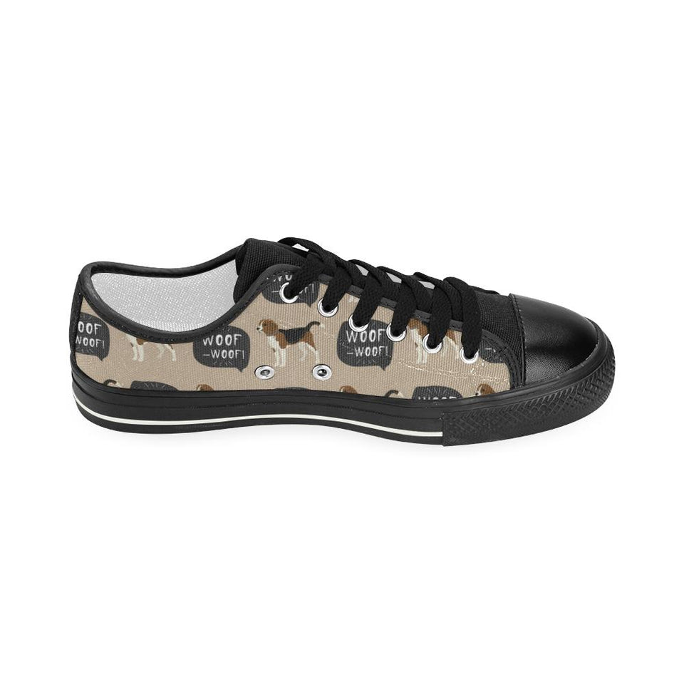 Beagle pattern Kids' Boys' Girls' Low Top Canvas Shoes Black