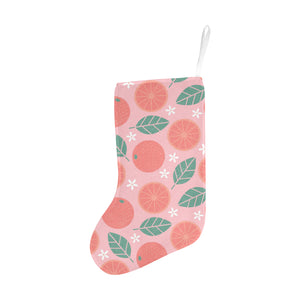 Grapefruit leaves flower pink background Christmas Stocking