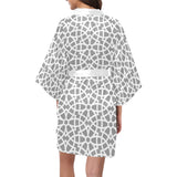 arabic gray pattern Women's Short Kimono Robe