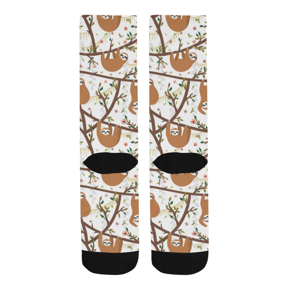 Sloths hanging on the tree pattern Crew Socks