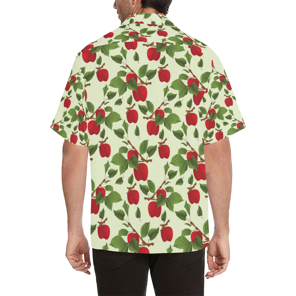 Red apples leaves pattern Men's All Over Print Hawaiian Shirt