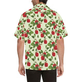 Red apples leaves pattern Men's All Over Print Hawaiian Shirt