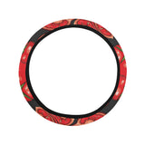 Tomato black background Car Steering Wheel Cover