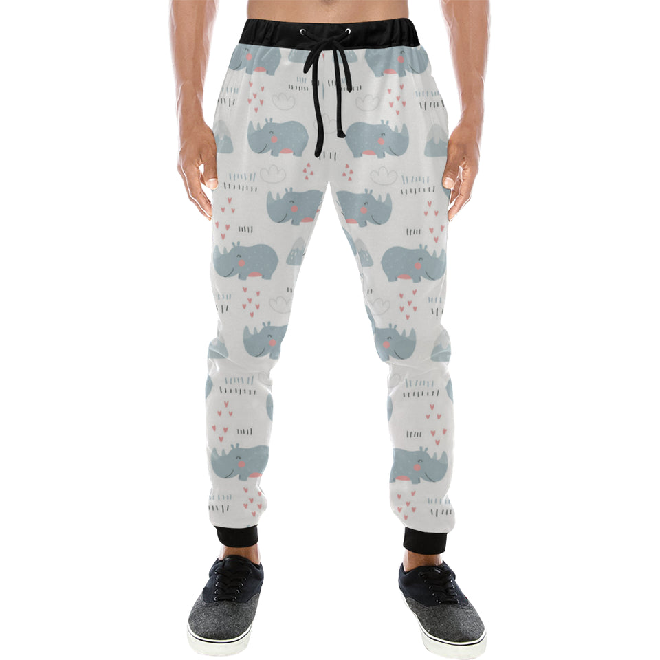cute rhino heart pattern Unisex Casual Sweatpants