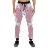 Llama Alpaca pink background Unisex Casual Sweatpants