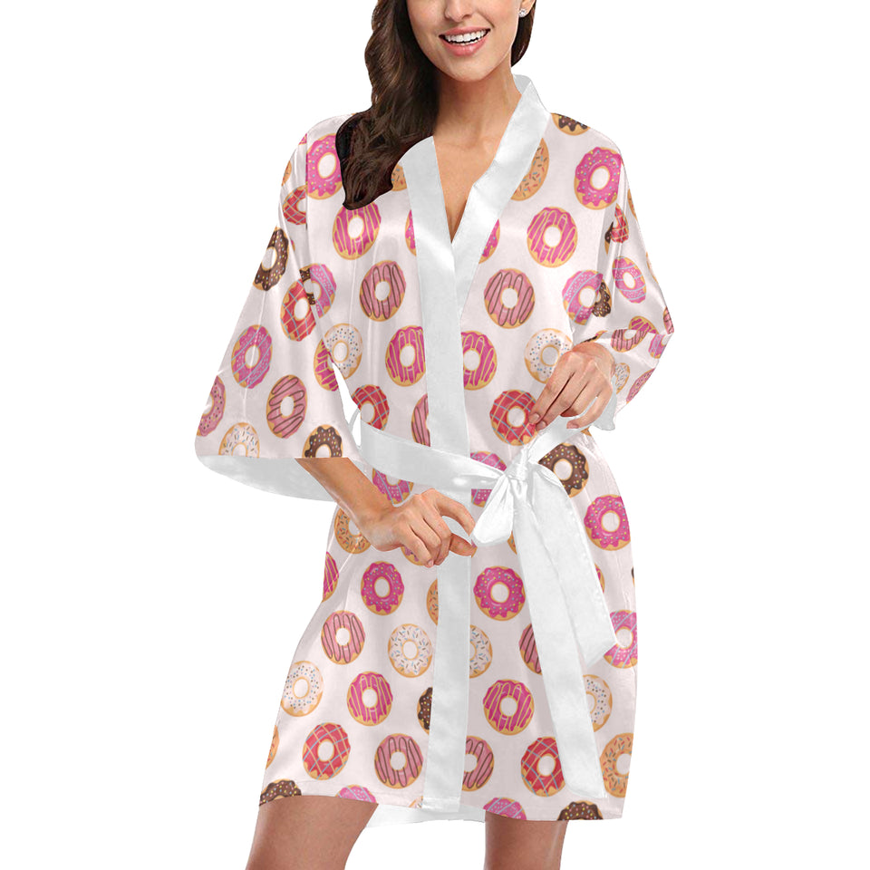 Colorful donut pattern Women's Short Kimono Robe