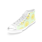 slice of lemon pattern Women's High Top Canvas Shoes White