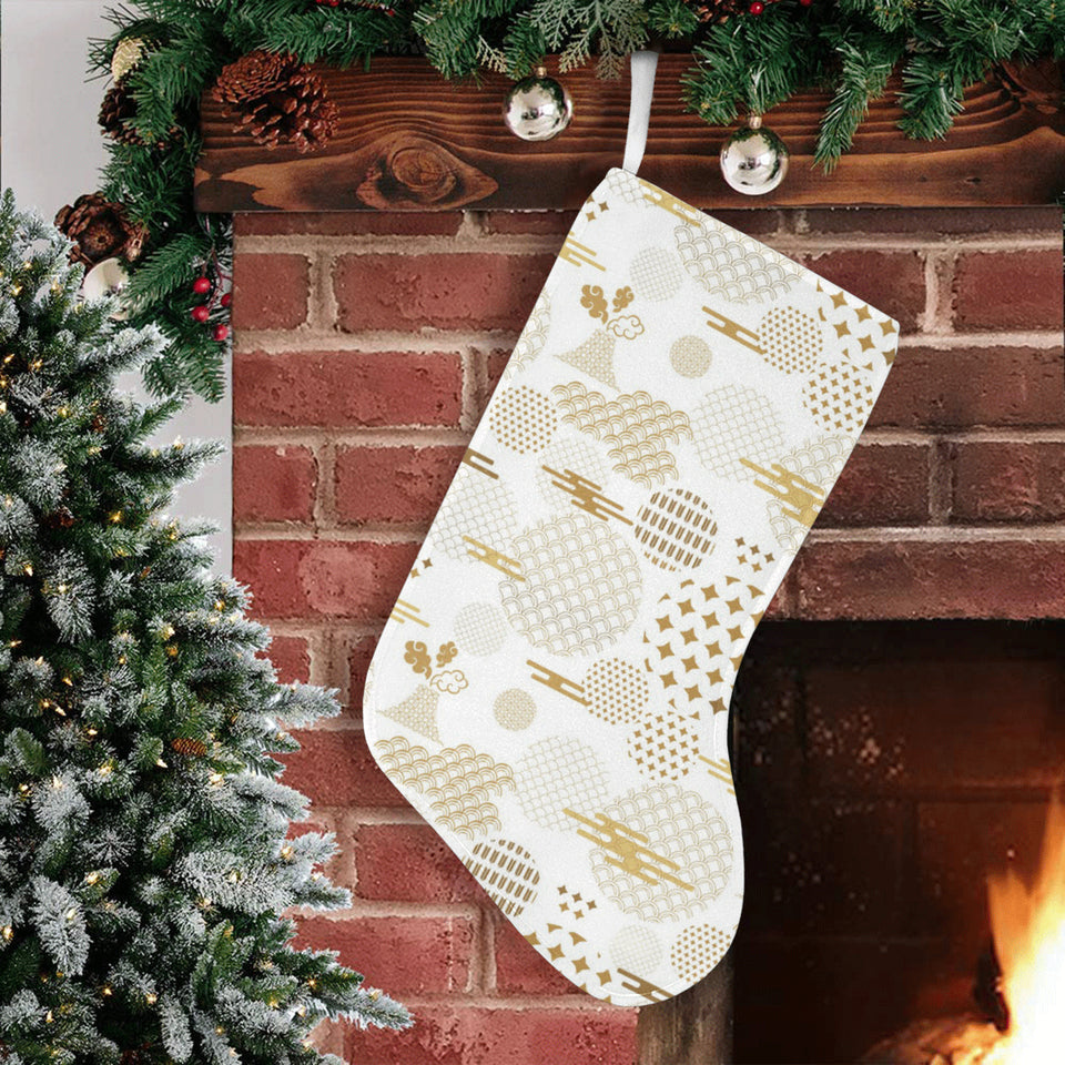 Beautiful gold japanese pattern Christmas Stocking