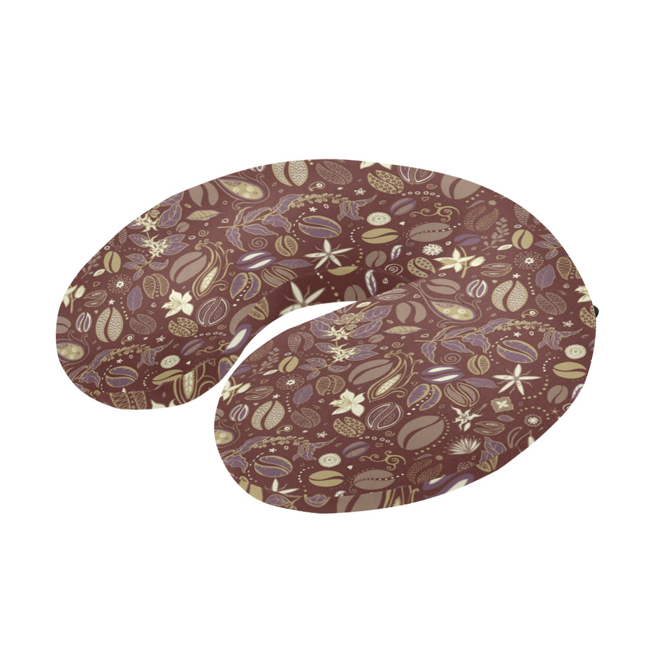 Coffee bean flower pattern U-Shaped Travel Neck Pillow
