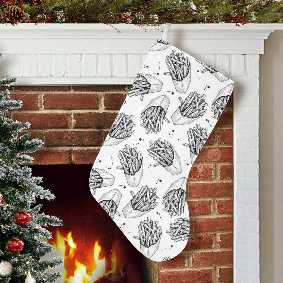 Hand drawn french fries pattern Christmas Stocking