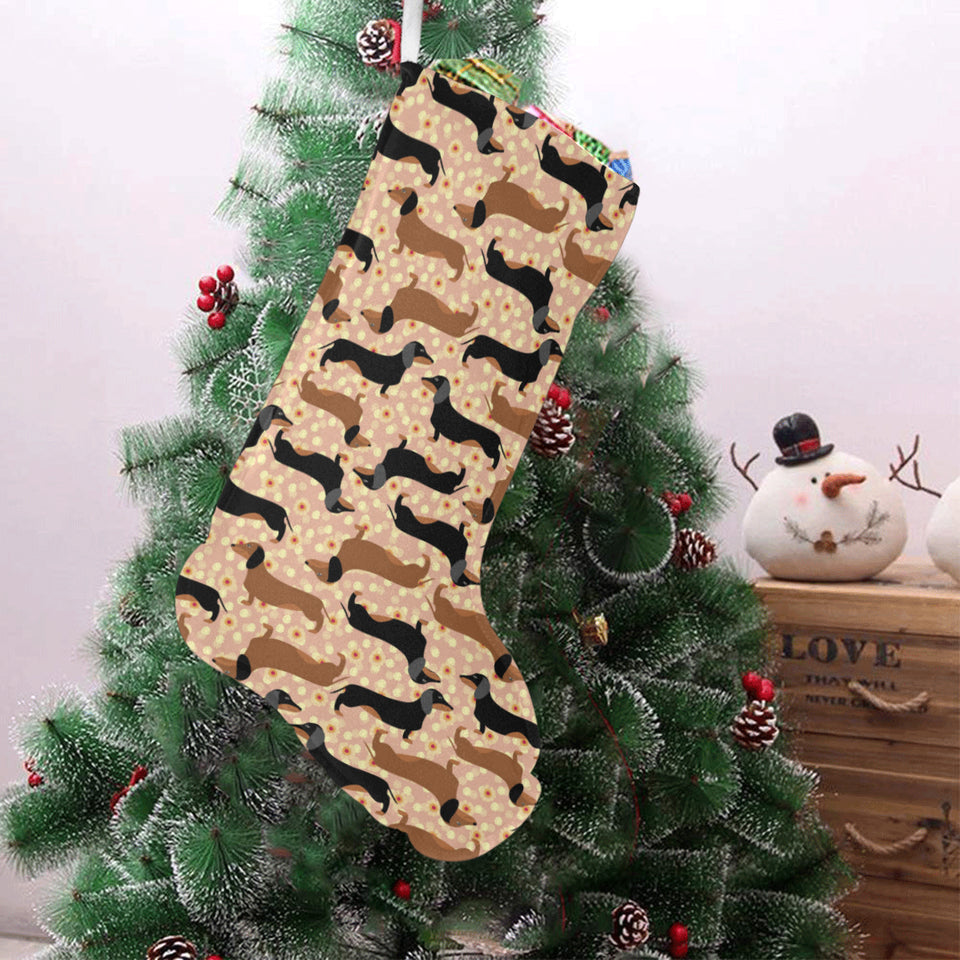 Dachshund floral background Christmas Stocking