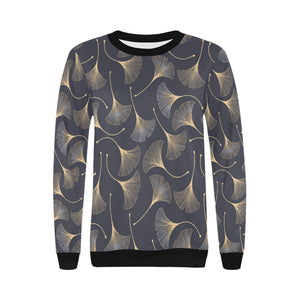 Gold ginkgo leaves Women's Crew Neck Sweatshirt
