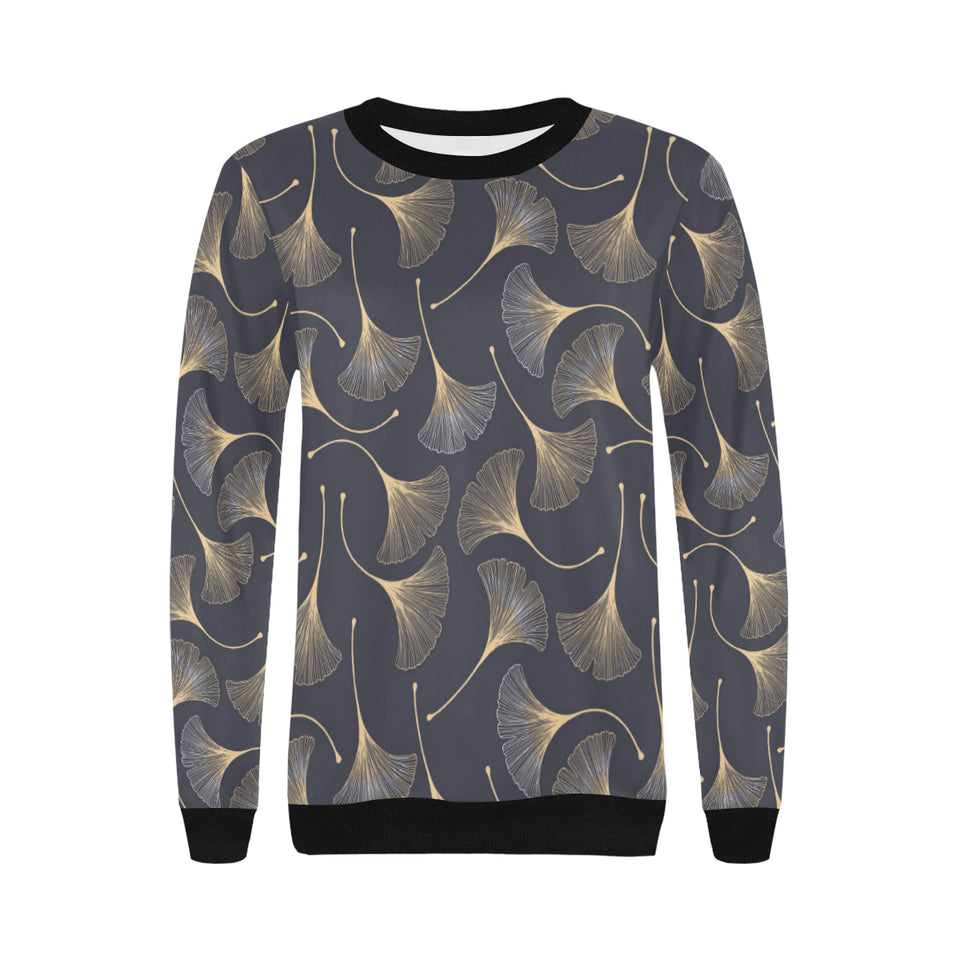Gold ginkgo leaves Women's Crew Neck Sweatshirt