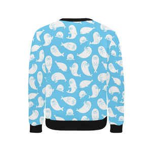 Cute white sea lion seals pattern Men's Crew Neck Sweatshirt