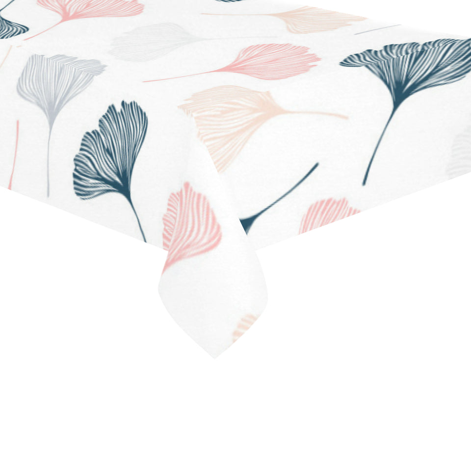 Black Gray Cream coral ginkgo leaves pattern Tablecloth