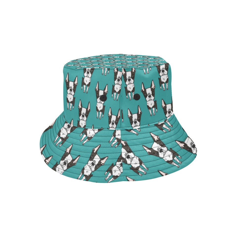 Hand drawn boston terrier dog pattern Unisex Bucket Hat