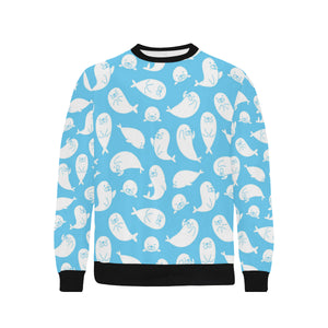 Cute white sea lion seals pattern Men's Crew Neck Sweatshirt