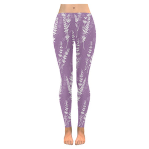 Lavender flowers purple pattern Women's Legging Fulfilled In US