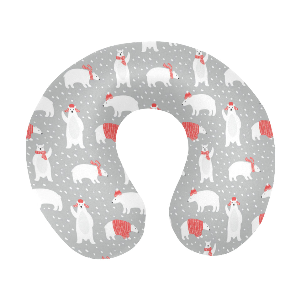 Cute polar bear christmas snow pattern U-Shaped Travel Neck Pillow