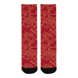 Gold dragons red background Crew Socks