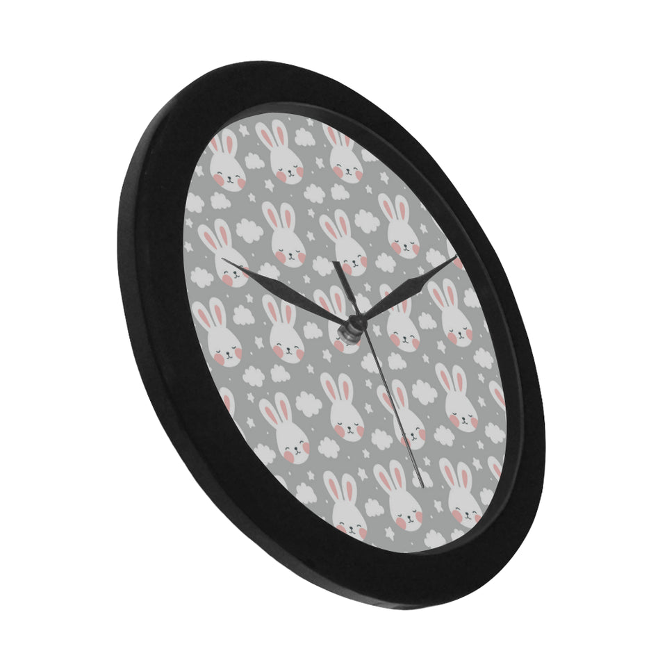 Rabbit cloud Pattern Elegant Black Wall Clock