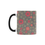 Red gold Sakura cherry blossom gray background Morphing Mug Heat Changing Mug