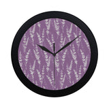 Lavender flowers purple pattern Elegant Black Wall Clock