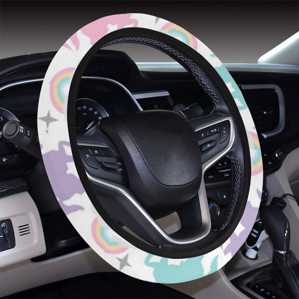 colorful unicorn rainbow heart pattern Car Steering Wheel Cover
