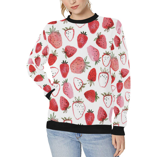 watercolor hand drawn beautiful strawberry pattern Women's Crew Neck Sweatshirt