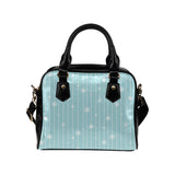 Snowflake pattern blue stripe background Shoulder Handbag