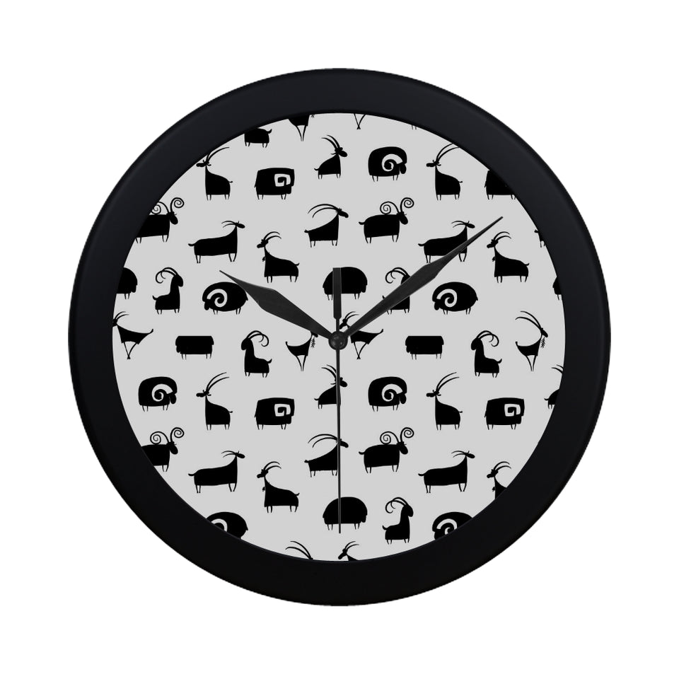 Goat ram pattern Elegant Black Wall Clock