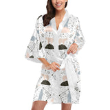 Polar bears star poka dot pattern Women's Short Kimono Robe