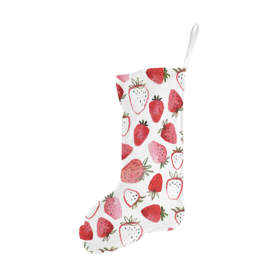 watercolor hand drawn beautiful strawberry pattern Christmas Stocking