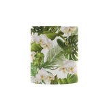 White orchid flower tropical leaves pattern Morphing Mug Heat Changing Mug