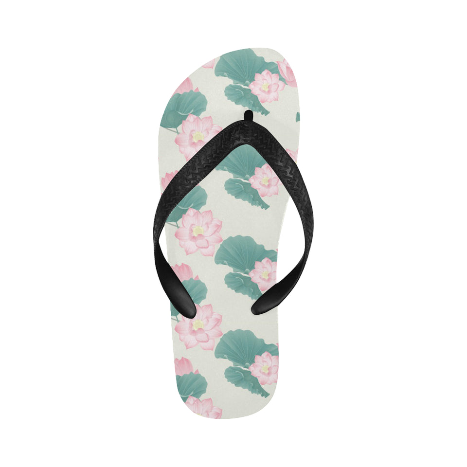 Pink lotus waterlily leaves pattern Unisex Flip Flops