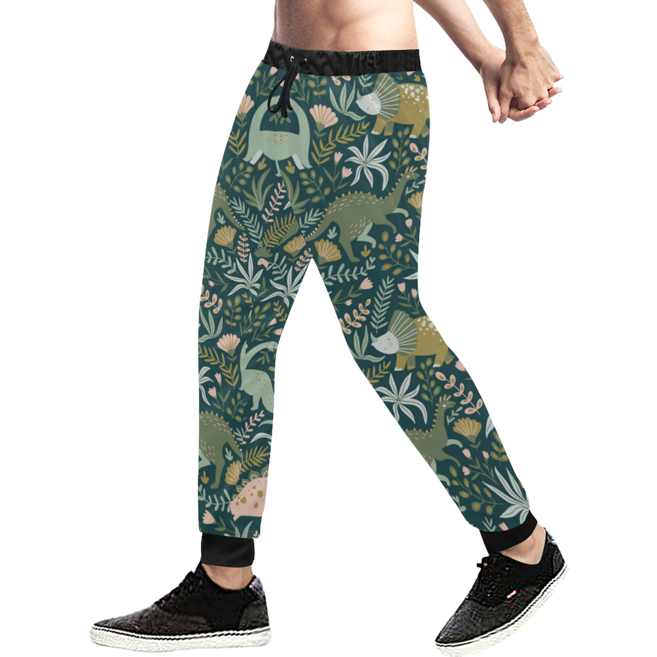 dinosaurs tropical leaves flower pattern Unisex Casual Sweatpants
