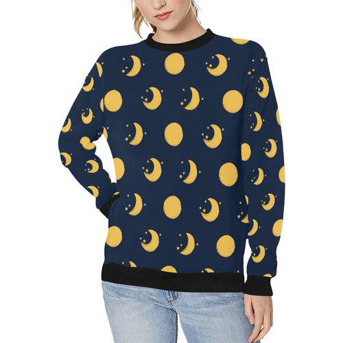 Moon star pattern Women's Crew Neck Sweatshirt