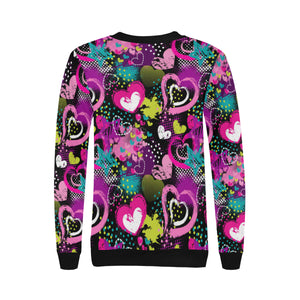 heart dot wave star creative design pattern Women's Crew Neck Sweatshirt