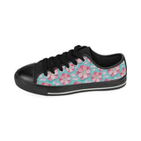 3D sakura cherry blossom pattern Men's Low Top Canvas Shoes Black
