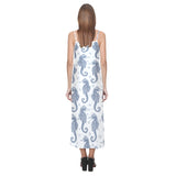 Seahorse pattern background V-Neck Open Fork Long Dress