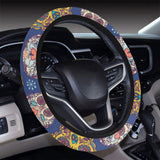 Sugar skull flower pattern Car Steering Wheel Cover