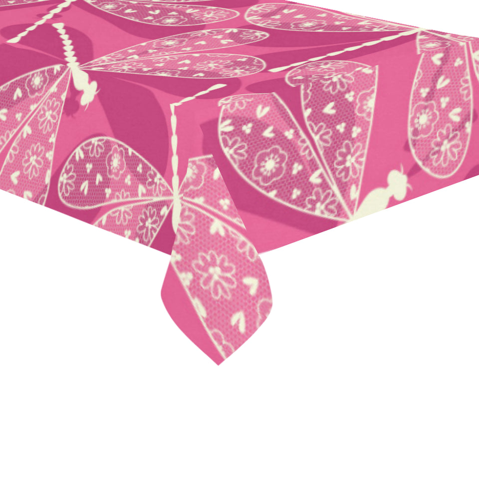 Beautiful dragonfly pink background Tablecloth