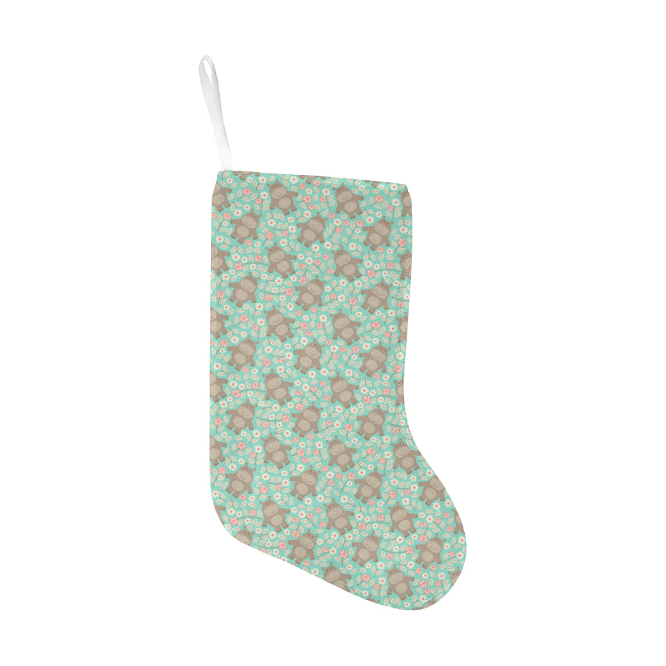 Hippopotamus Pattern Print Design 02 Christmas Stocking